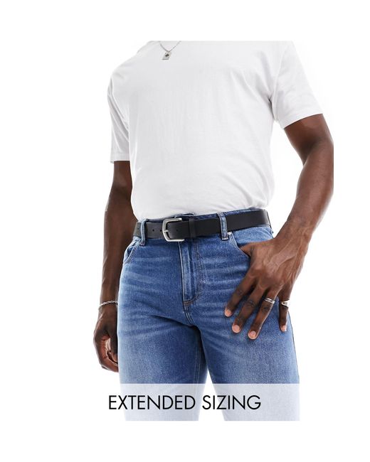 ASOS White Leather Belt With Burnished Silver Buckle for men