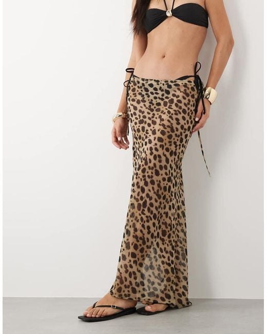Miss Selfridge Natural Beach Chiffon Bias Cut Maxi Skirt