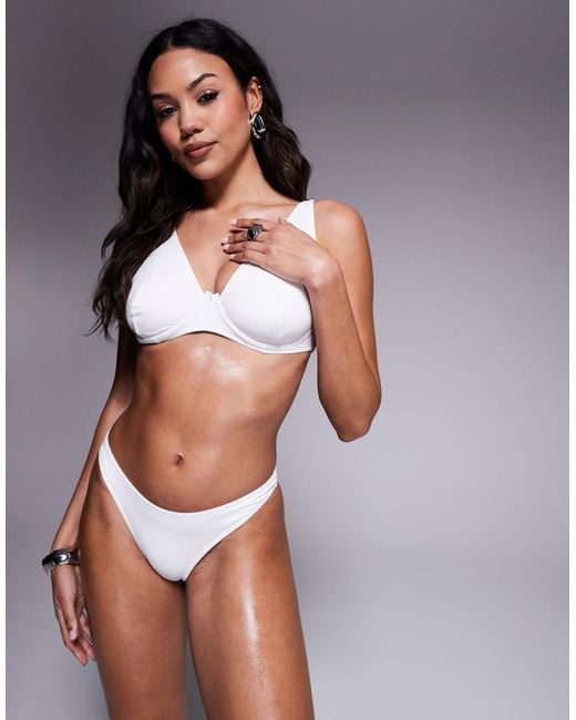 ASOS Gray Maya High Leg Cheeky Bikini Bottom
