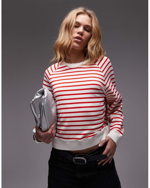 ARKET Red – gestreiftes sweatshirt aus weichem terry
