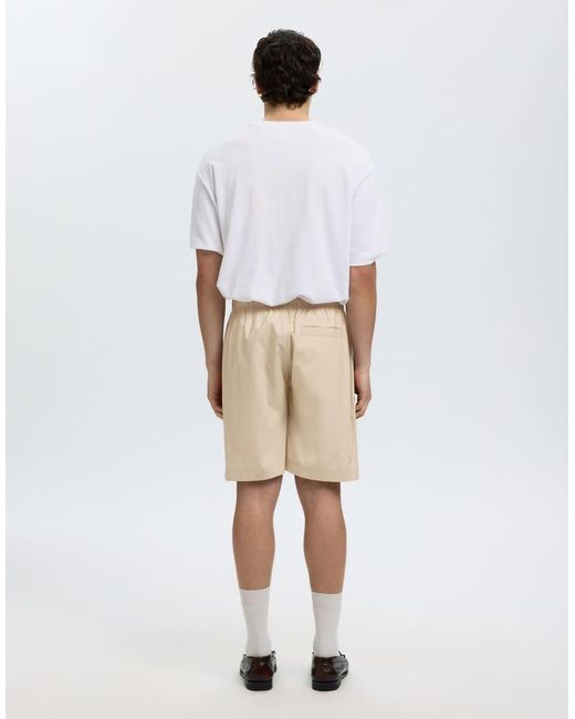 SELECTED Natural Cotton Poplin Drawstring Short for men