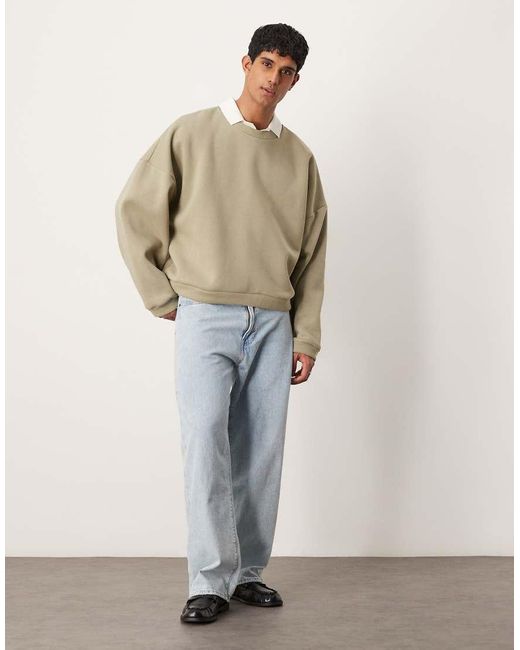 ASOS Extreem Oversized Lichtgewicht Sweatshirt in het Natural voor heren