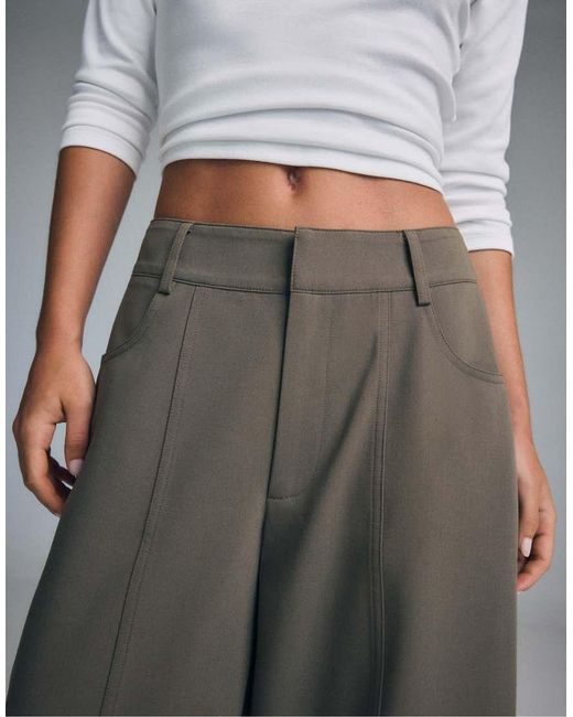 Stradivarius Gray Tailored Barrel Trousers