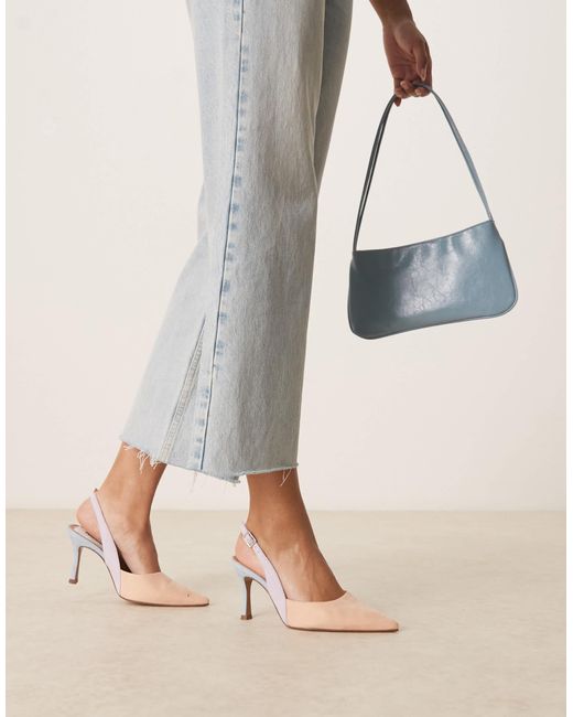 Samber - escarpins à talon aiguille et bride arrière en suédine Asos Design Wide Fit en coloris Gray