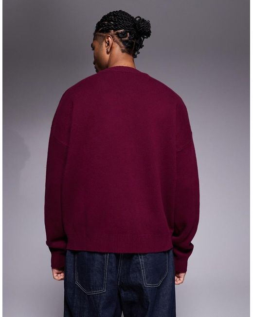 Prohibited Red Knitted Logo Jumper for men