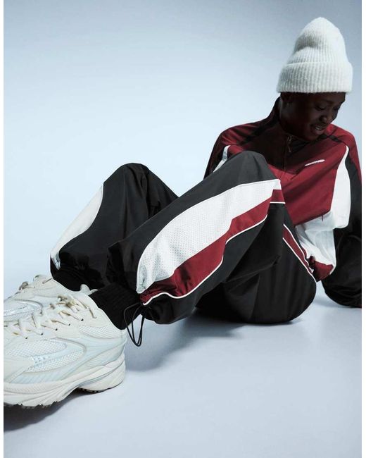 Bershka Black Super baggy Technical Sports Trousers for men