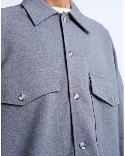 Topman Gray Oversized Fit Interlock Jersey Jacket for men