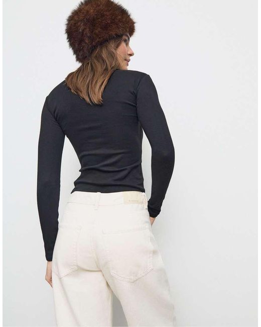 Stradivarius Blue Long Sleeve Basic T-shirt
