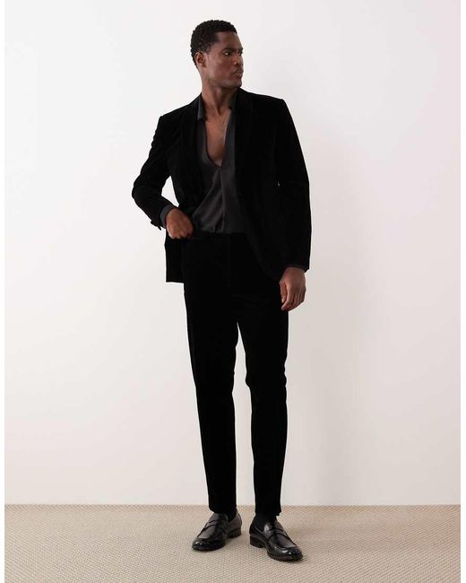Jack & Jones Black Premium Velvet Tuxedo Suit Bottoms for men