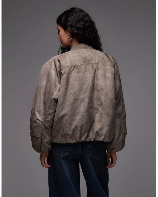 Collusion Gray Oversized Washed Bomber Jacket