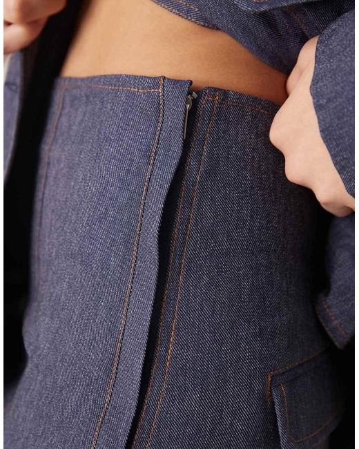 ASOS Blue Tailored Denim Look Skirt Co-ord