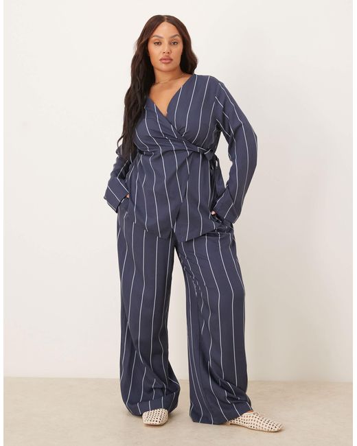 ASOS Blue Curve Wrap Front Top Co-Ord