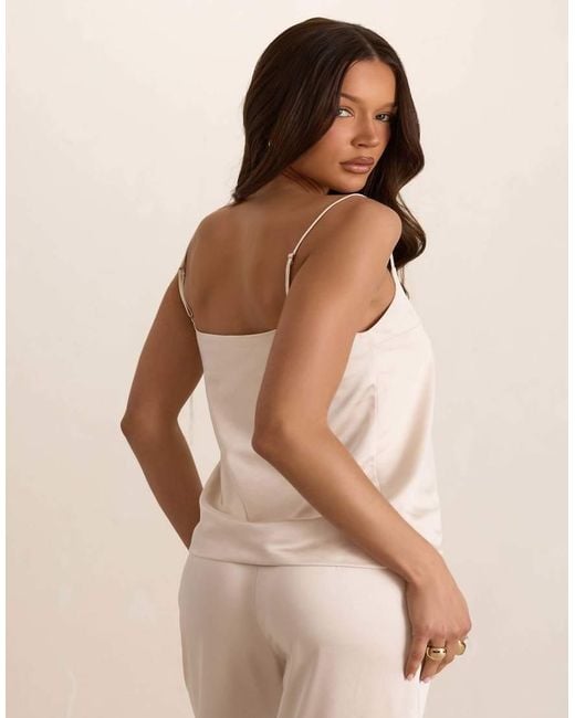 Missy Empire Natural Butter Satin Scoop Neck Loose Fit Cami Top