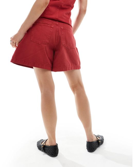 ASOS Red Denim Longline A Line Short