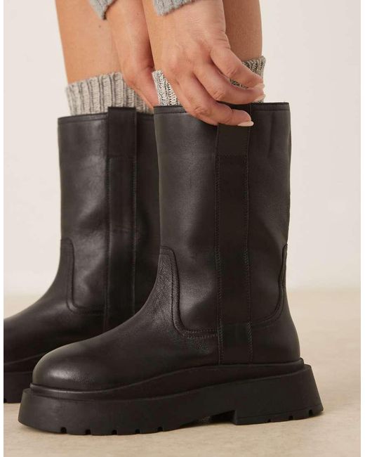 ASOS Black Coast Chunky Pull On Boots
