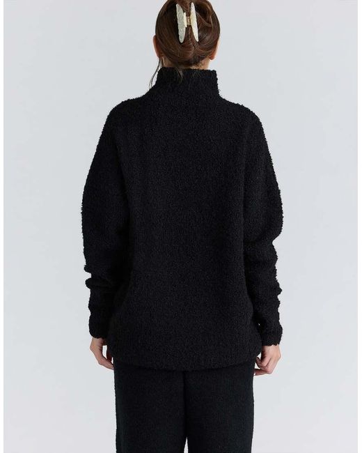 House Of Cb Blue Brooklyn Wool Boucle Knit Sweater