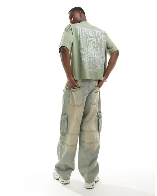 T-shirt coupe carrée oversize avec imprimé au dos ASOS pour homme en coloris Green