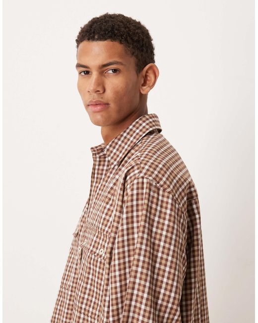 Chemise oversize à poches cargo et carreaux - marron ASOS pour homme en coloris Natural