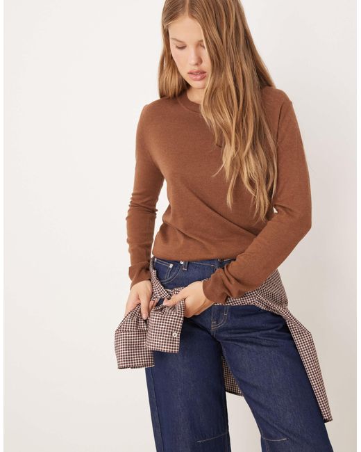 Mango Blue Round Neck Lightweight Jumper