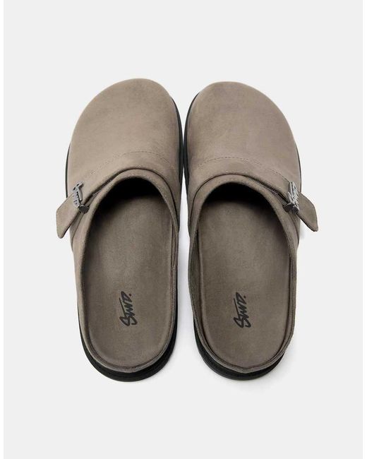 Pull&Bear Gray Clogs With Stwd Buckle for men