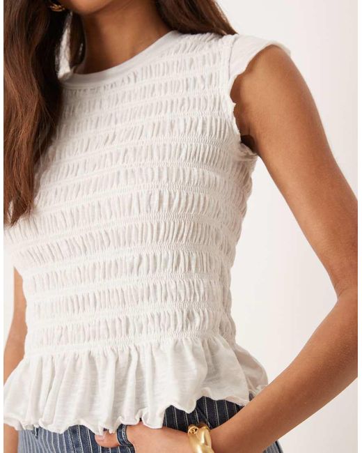 Camiseta Blanco Fruncida Sylvie De Free People de color White