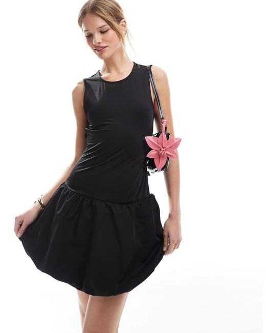 ONLY Black Open Back Bubble Hem Mini Dress