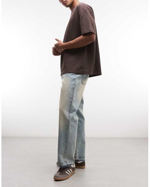 Faded Store Multicolor Wide Leg Distressed Hem Jeans for men