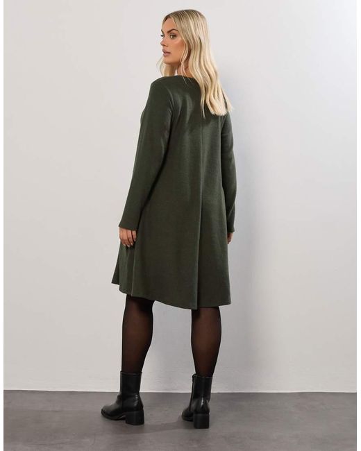 Yours Clothing Green Soft Touch Pocket Dress