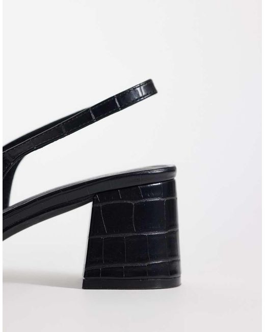 London Rebel Black Clancy Sling Back Mid Heeled Sandals