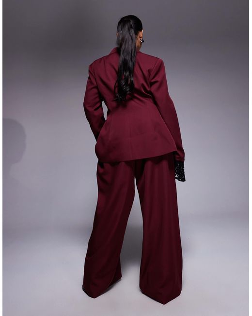 Curve - pantalon large habillé d'ensemble - cerise foncé ASOS en coloris Purple
