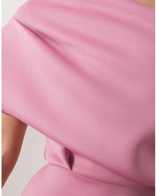 ASOS Pink Dramatic Neckline Midi Dress