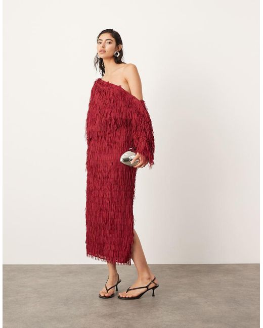 red fringe dress uk Hellymoon Women's Red Fringed Sequins Sparkly Party Dress hellymoonuk