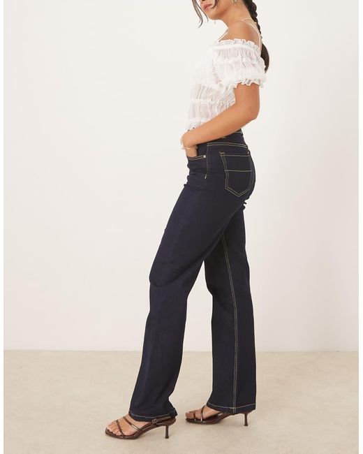 Brave Soul Blue High Waisted Straight Leg Jeans
