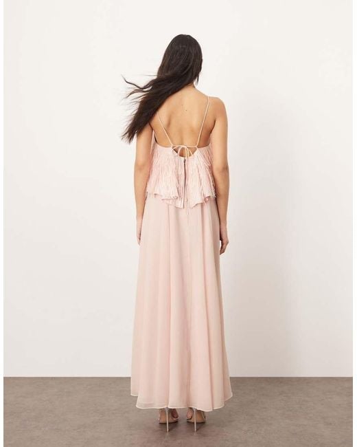ARRANGE Pink Shard Sequin Layered Trapeze Cami Maxi Dress