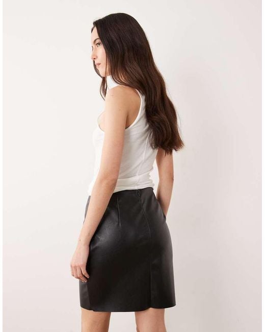 Vila Natural Faux Leather Mini Skirt