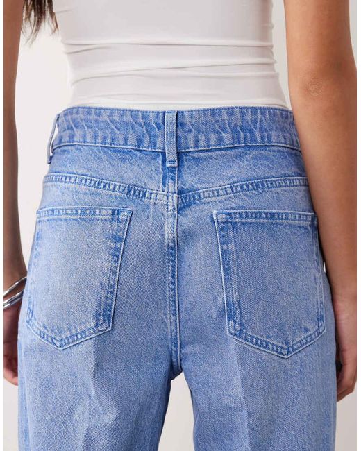 ASOS Blue Wide Leg Dad Jean With Crease Detail