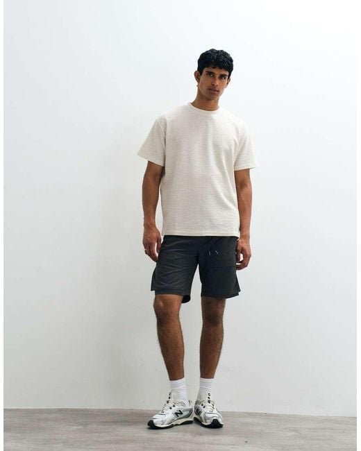 Brave Soul White Oversized T-shirt With Mock Neck for men