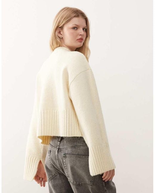 Monki Natural Crew Neck Knitted Jumper