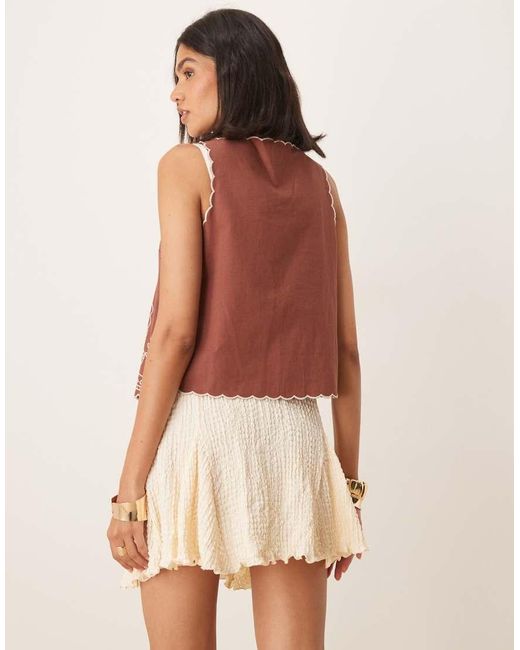 ASOS Natural Textured Godet Mini Skirt