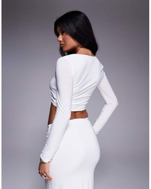 River Island Gray Wavy Trim Crop Top Co-ord