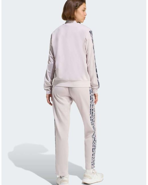 Adidas Originals Purple 3-Stripes Leopard Print Tracksuit
