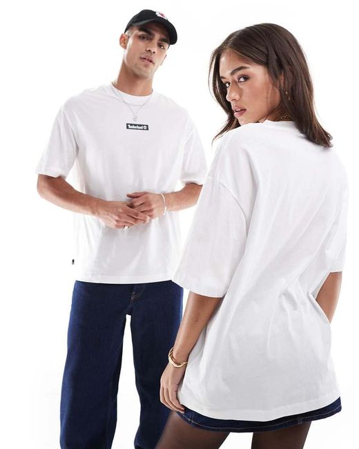 Timberland White Oversized T-shirt With Central Logo for men