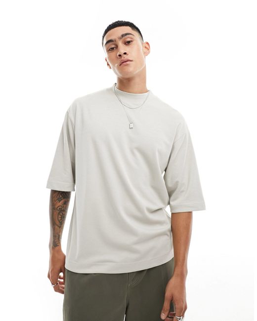 Brave Soul – hochgeschlossenes, schweres super-oversize-t-shirt in Gray für Herren