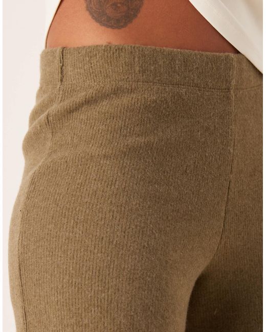 ASOS Natural Wide Leg Supersoft Mid Rise Trousers Co Ord