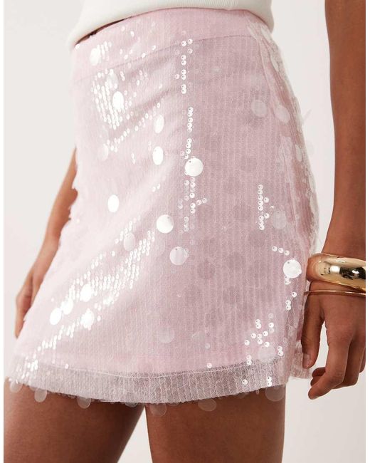 ASOS Pink Mixed Sequin Mini Skirt