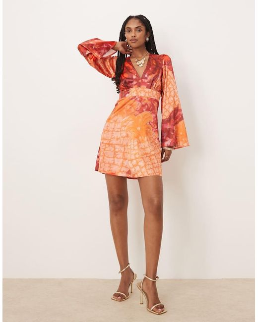 Isabelle Pennington Edmead Orange Isabelle Pennington-Edmead Nevis Satin Kimono Sleeve Mini Dress