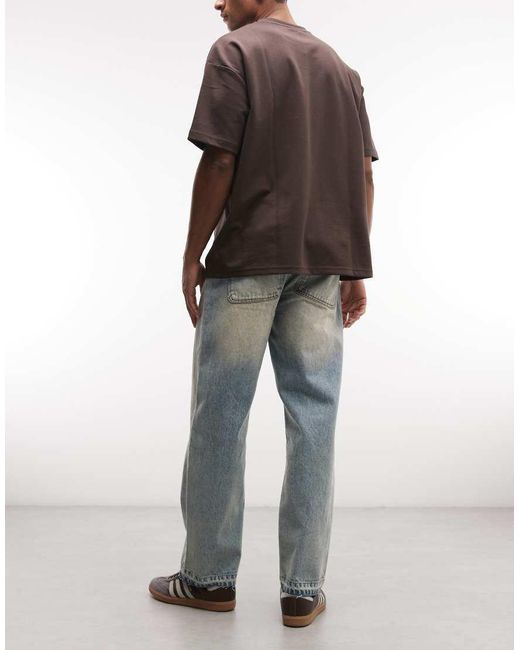 Faded Store Multicolor Wide Leg Distressed Hem Jeans for men