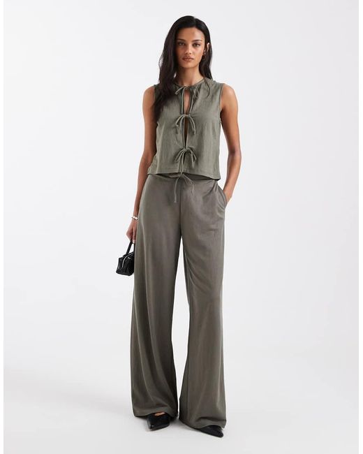 ONLY Gray Tie Front Sleeveless Top Co-Ord