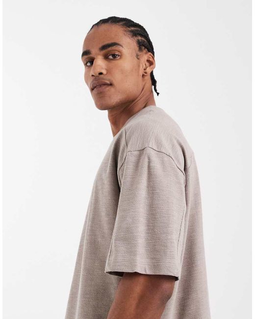 ASOS Gray Boxy Oversized T-shirt With Seam Detail for men