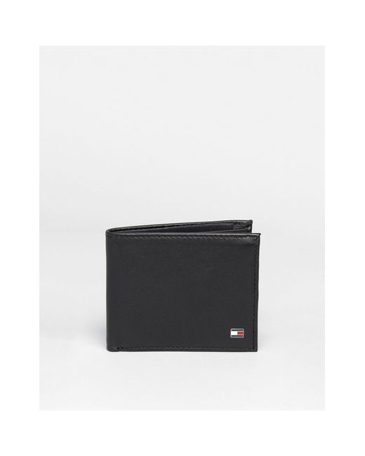 tommy hilfiger eton mini billfold leather wallet in black